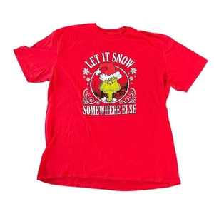 Grinch XXL Christmas Tee New No Tags Funny Holiday Shirt Let It Snow Red - Picture 1 of 5