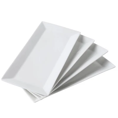12" Serving Platters Set of 4, White Rectangular Plates, Ceramic Serving Tray... - Image 1 of 4