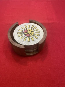 Piedra suroeste azteca con posavasos traseros de corcho/juego de 4 - Imagen 1 de 9
