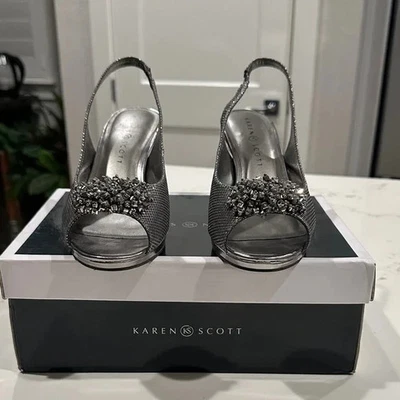 Karen Scott Women's Breena Pewter Slingback Heels Size 8 M - Image 1 of 4