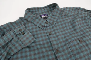 Camisa de algodón Patagonia para hombre XL manga larga Vjosa River Pima abotonada azul a cuadros - Imagen 1 de 12