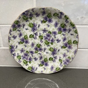 Lefton Violet Chintz Hand Painted Saucer Japan Vintage 656V - Picture 1 of 5