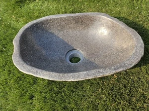 Oval Basin Bathroom Sink Countertop Washing Bowl Home Toilet Natural River Stone - Picture 1 of 11