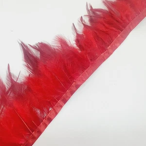 1 metro pluma gallo boa adornos flecos costura 11-13 cm vino tinto oscuro - Imagen 1 de 2