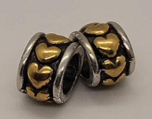 Lote de cuentas espaciadoras de corazón de dos tonos Brighton  - Imagen 1 de 1