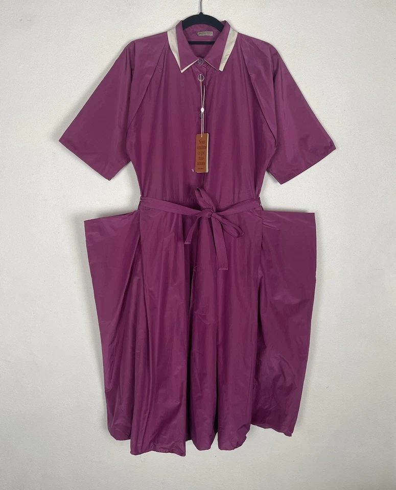 Vestido Camisa Bottega Veneta Declaración Púrpura Seda Algodón Abotonada EU 40 UK 12 Foto 1 de 4
