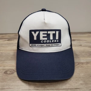 Yeti Coolers Mütze Kappe Druckknopflasche Trucker Navy Weiß Mesh Baseball Logo Herren - Bild 1 von 7