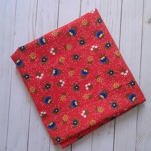 Vintage 70's Retro Red Floral and Polka Dot Fabric 1 1/3 yards - Picture 1 of 5