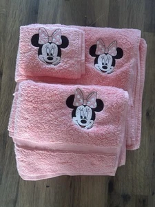 Minnie mouse Disney 3 Towel Set Bale Bath, Hand Face pink - Picture 1 of 2