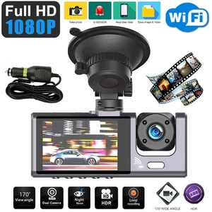 1080P Dash Cam Dual Lens with Front & Inside & Rear Camera DVR Driving Recorder - Picture 1 of 24