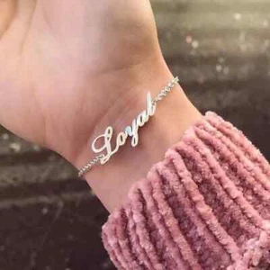 Custom Name Bracelet Stainless Steel Handmade Jewelry Gold Silver Wedding Gifts - Picture 1 of 6