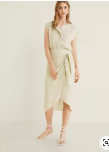 MANGO Striped linen blend wrap skirt. Size M - Picture 1 of 12