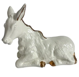 JC Penney großer Porzellan Esel 5" lang cremeweiß gold Krippe Ersatz - Bild 1 von 13
