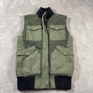 J Crew Cotton Quilted Lining Utility Vest S Green Patchy Gorpcore Outdoorsy Hike - Bild 1 von 10