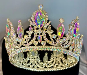 große Silber, Metall und AB Kristall Krone - Bild 1 von 6