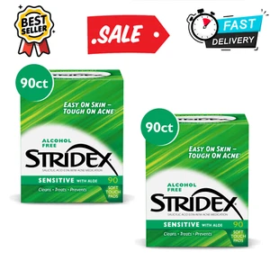 (2 Pack) Stridex Acne Treatment Pads for Sensitive Skin, Gently, 90 Count - Picture 1 of 17