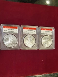 Lot Of 3. 2011S, 2012S & 2014S-American Silver Eagle certified by PCGS MS 69 - Picture 1 of 9