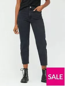 V by Very High Waist Straight Leg Jeans - Black Wash - Picture 1 of 5