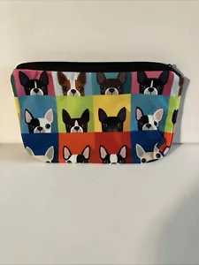 BOSTON TERRIER/FRENCH BULLDOG SUEDE LIKE MAKEUP BAG 8x 6 Approximately - Picture 1 of 4