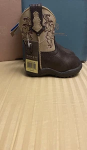 Boys NWB Roper Leather Boots Side Zipper Pull On Blaze Infant 1 M / 0-3 Months - Picture 1 of 9