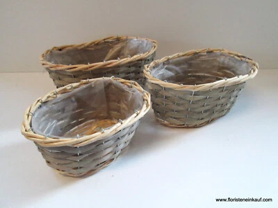 Holz-Spankorb,3tlg. oval, mit Folie, grau - Bild 1 von 4