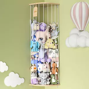 Stuffed Animal Storage for Plushie Toys - Large Wood Corner Hanging Pet Storage - Picture 1 of 12