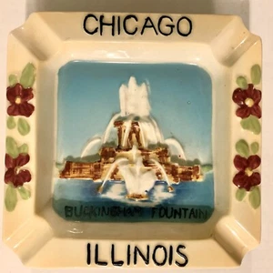 Vintage Ashtray Chicago Illinois 1960s Victoria Souvenir Buckingham Fountain - Picture 1 of 7