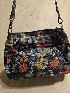 Lug Samba Shoulder Purse Handbag Blue Floral Tropical - Picture 1 of 8