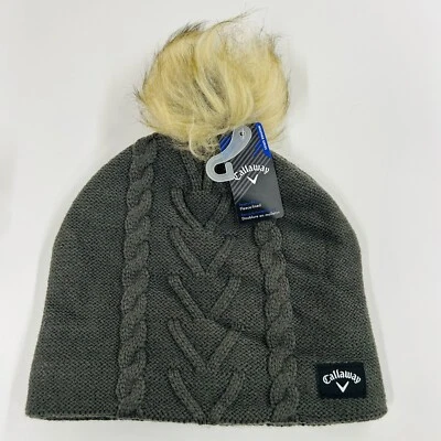 Nuevo gorro para mujer Callaway Golf Pom Pom forrado de lana carbón Foto 1 de 3