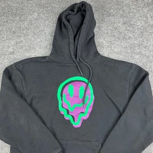 Brixton Hoodie Mens Medium Black Smiley Face Graphic Pullover Casual Streetwear - Picture 1 of 9