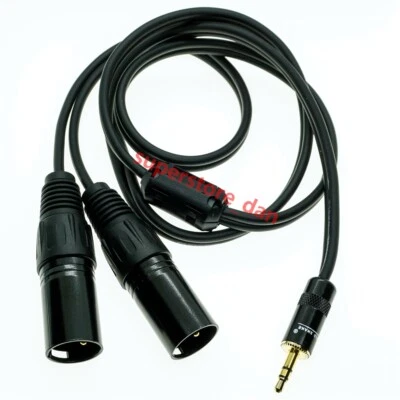 New 1/8" 3.5mm male Stereo TRS Audio to Dual 2 3 pin XLR male cable Golden - Image 1 of 4