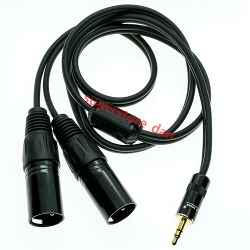 New 1/8" 3.5mm male Stereo TRS Audio to Dual 2 3 pin XLR male cable Golden