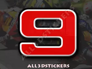 3D Stickers Resin Domed NUMBER 9 NINE - Color Red - 50 mm(2 inches) Adhesive - Picture 1 of 1