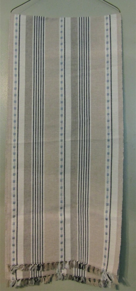 Table runner, 74 X 16, Cream/navy/white/light blue.  Brand new .B3 - Image 1 of 1