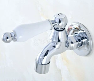Polished Chrome Brass Ceramic handle Basin Faucet Mop Pool Sink Water Tap  - Picture 1 of 7