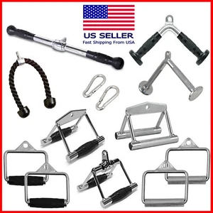 Home Gym Cable Attachment Handle Machine Strength Exercise Chrome Press Down Set - Picture 1 of 10