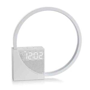 Led Tischleuchte mit Weckerfunktion mit 10 Natursounds weiß, Nachttisch,  Uhr - Bild 1 von 2