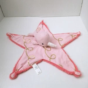 Cloud Island Narwhal Star Lovey Plush Blanket Lovie 2017 Pink With Gold Accents - Picture 1 of 7