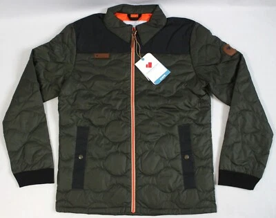 Obermeyer Mens Small Kaden Down Jacket Off-Duty Olive Green/Bright Orange 24055 - Image 1 of 4