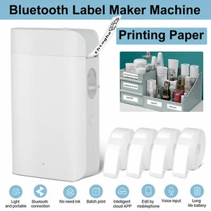 Portable Label Sticker Maker Machine Wireless Printer w/Paper for Bluetooth - Picture 1 of 16