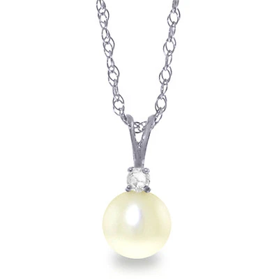 Collar de diamantes de perlas de 20" de oro blanco macizo de 14K de 2,05 CTW fino hecho Foto 1 de 4