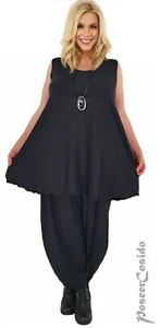 LAGENLOOK Basic Top Long Shirt Tunika schwarz ärmellos XL-XXL-XXXL 52 54 56 58 - Picture 1 of 3