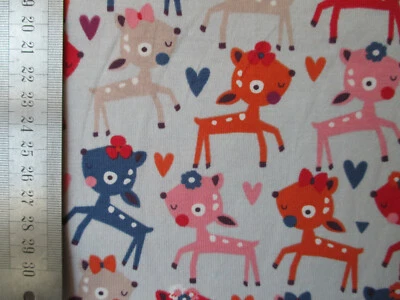 Reststück 1m Baumwoll-Jersey Rehkitz Kitz Reh auf hellgrau Bipp Design  - Bild 1 von 3