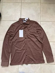 Men’s Long Sleeve Button-Up Shirt Brown Burgundy Checkered - M - Ike Behar - Picture 1 of 6