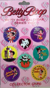 Betty Boop KALENDERSERIE zwei Sammelkappen Karte einzeln versiegelt ungelocht - Bild 1 von 3