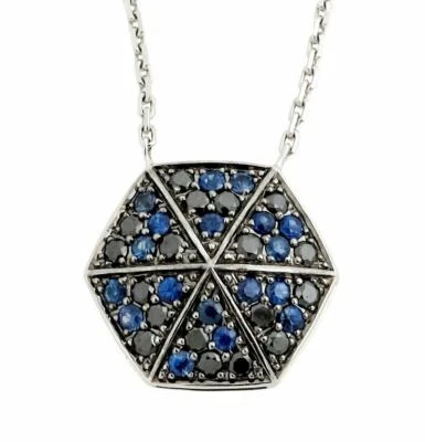 Collar Stephen Webster "Deco" pavé zafiro azul y diamantes negros en oro de 18k Foto 1 de 3