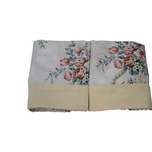 Set of 2 Vintage Look Pillowcases White W/pink Roses 20 X 30 Queen Fit - Picture 1 of 5