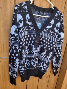 Social Collision Knit Sweater Skulls Cardigan Gothic Grunge Sz XS - Picture 1 of 8