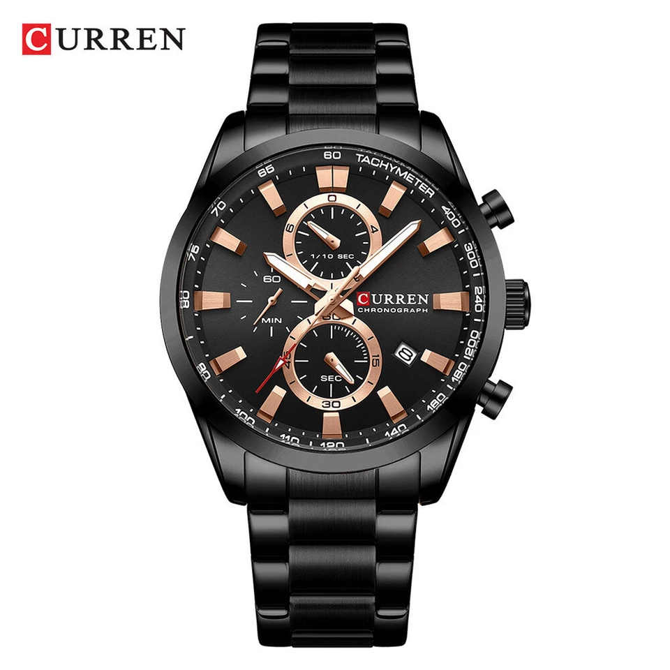 CURREN Relojes Hombre Marca Superior Acero Reloj Pulsera Calendario Fecha Cuarzo Reloj Deportivo Foto 1 de 4