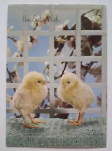 Baby Küken unsigniert Vintage Ostern Grußkarte *TT15 - Bild 1 von 3